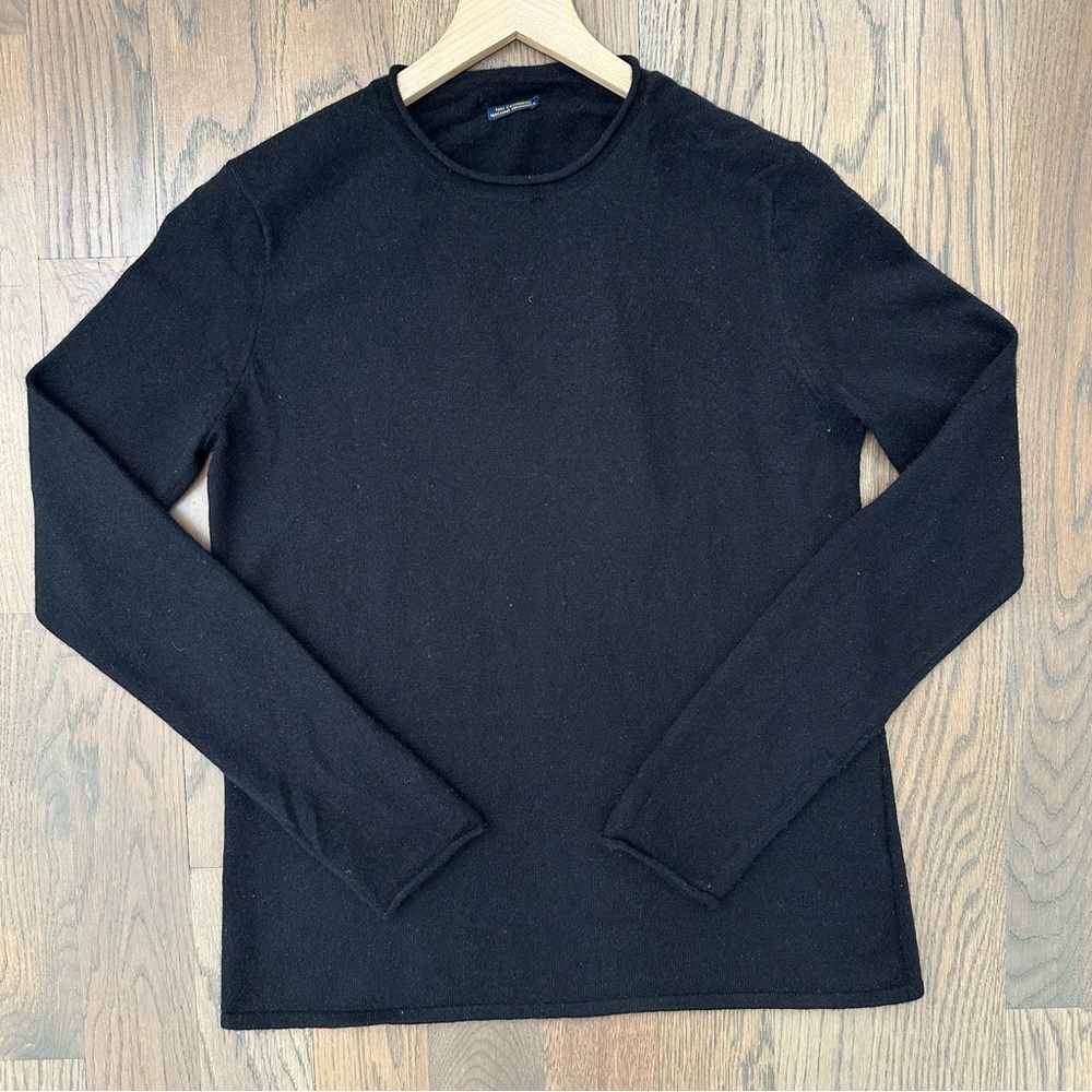 Vintage Midweight 100% Cashmere Crew Neck Long Sleeve Sweater Black Medium